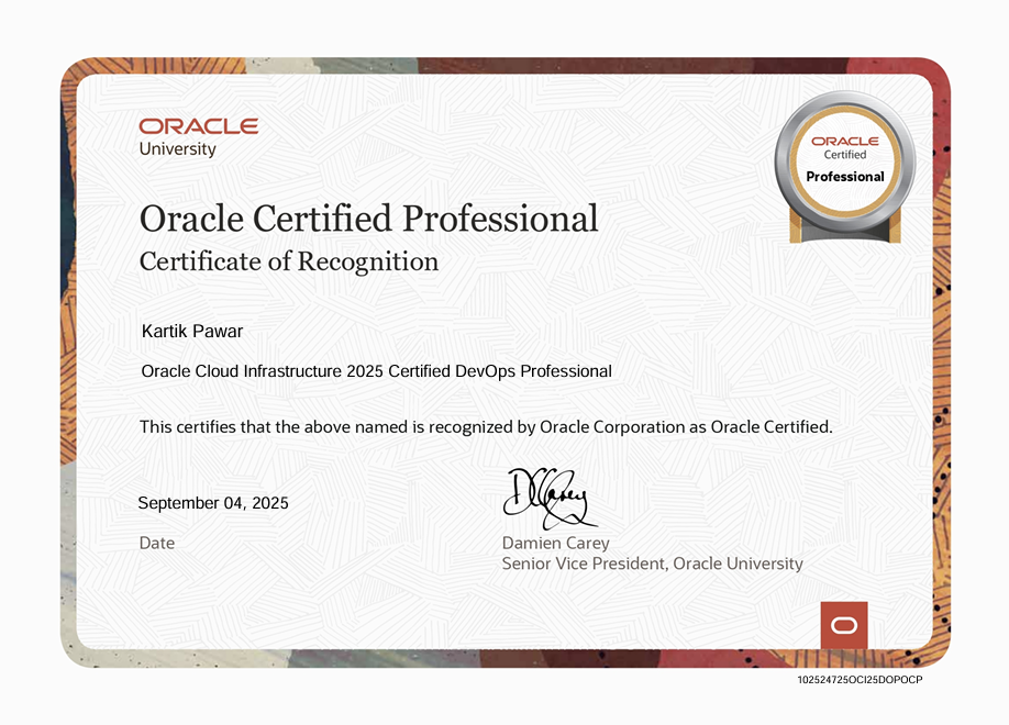OCI Certified DevOps Professional Certificate